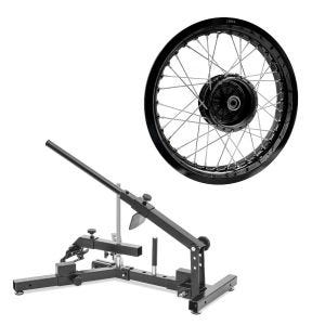 Set: Démonte-pneu ConStands adapté aux pneus moto 12-21" MD4 + jante 2,5x16 large adaptable à Simson S51 S50 S70 Schwalbe KR51 AF23 noir