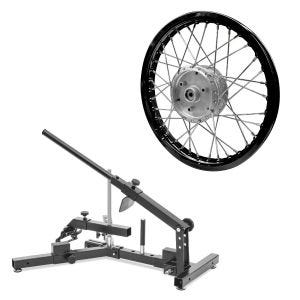 Set: Démonte-pneu ConStands adapté aux pneus moto 12-21" MD4 + jante aluminium 1,6x16 adaptable à Simson S51 S50 S70 Schwalbe KR51 AF28 noir
