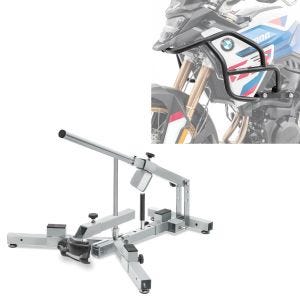 Set: Démonte-pneu pour pneus moto 12-21" ConStands MD4Z + crash bar supérieur sur mesure pour BMW F 900 GS 2024 HG53 noir