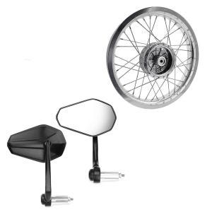 Set: rétroviseur de guidon avec paire de rétroviseurs E-mark Zaddox SP6 + jante 2,15x16 large adaptable à Simson S51 S50 S70 Schwalbe KR51 AF25