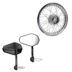 Set: rétroviseur de guidon avec paire de rétroviseurs E-mark Zaddox SP6 + jante 2,5x16 large adaptable à Simson S51 S50 S70 Schwalbe KR51 AF26