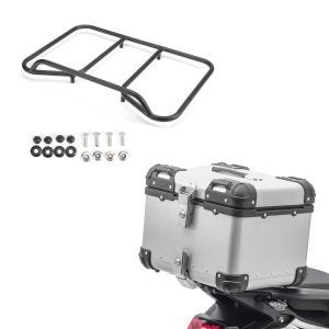 Set: Alu Top Case Bagtecs XS45 45 L silber + Gepäckträger Vario Topcase passend für BMW R 1200 / 1250 GS 04-23