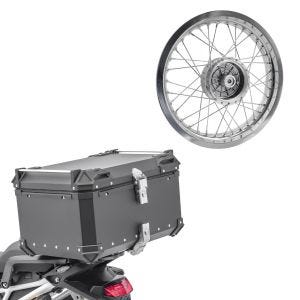 Set: Top case aluminium Bagtecs XB65 65 L noir + jante 2,5x16 large adaptable à Simson S51 S50 S70 Schwalbe KR51 AF26