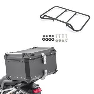 Set: Alu Top Case Bagtecs XB65 65 L schwarz + Gepäckträger Vario Topcase passend für BMW R 1200 / 1250 GS 04-23