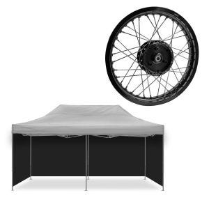 Set: 4x pavillon parois latérales noires parois de tente Tourtecs pliables pour tente de course 3x6m + rebord 1,85x16 de large adapté pour Simson S51 S50 S70 Schwalbe KR51 AF21 noir