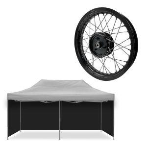 Set: 4x pavillon noir parois latérales pliables Tourtecs pour tente de course 3x6m + rebord 2,15x16 de large adapté pour Simson S51 S50 S70 Schwalbe KR51 AF22 noir