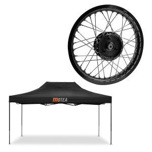 Set: tente de course 3x4,5m pliable Tourtecs pour le circuit MOTEA noir + jante 1,85x16 de large adaptable pour Simson S51 S50 S70 Schwalbe KR51 AF21 noir