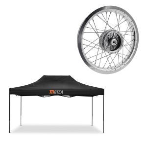 Set : tente de course 3x4,5m pliable Tourtecs pour le circuit MOTEA noir + jante 2,15x16 de large adaptable pour Simson S51 S50 S70 Schwalbe KR51 AF25