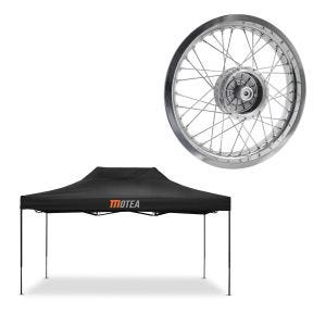 Set : tente de course 3x4,5m pliable Tourtecs pour le circuit MOTEA noir + jante 2,5x16 de large adaptable pour Simson S51 S50 S70 Schwalbe KR51 AF26