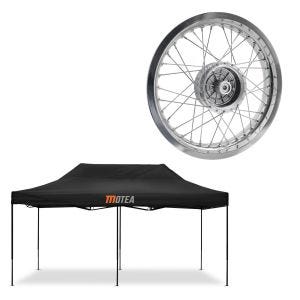 Set: tente de course 3x6m pliable Tourtecs pour le circuit MOTEA noir + jante 2,5x16 de large adaptable pour Simson S51 S50 S70 Schwalbe KR51 AF26