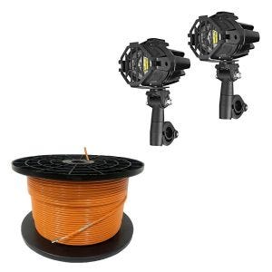 Set : Câble périphérique 300m pour robots tondeuses Ø4,0mm extra fort + 2x antibrouillards LED