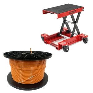 Set: Câble périphérique 300m pour robot tondeuse Ø4,0mm extra fort + plateforme élévatrice aide à la manœuvre HR1 rouge
