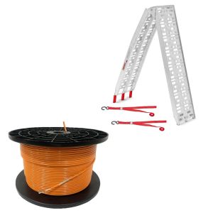 Set : Câble périphérique 300m pour robot tondeuse Ø4,0mm extra fort + rampe d'accès jusqu'à 340 kg Alu-I pliable