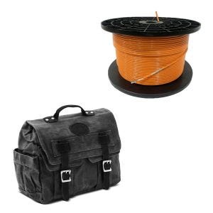 Set: Câble périphérique 300m pour robots tondeuses Ø4,0mm extra fort + sacoche de selle en toile avec poche intérieure CV1 poche latérale noir