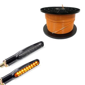 Set : Câble périphérique 300m pour robots tondeuses Ø4,0mm extra fort + feu clignotant KP6 clignotant LED avec E-mark 2 pièces