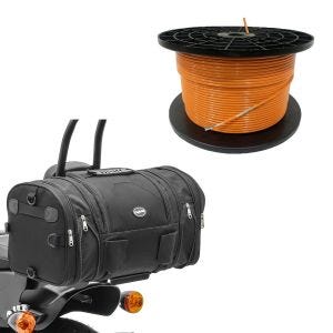 Set: Câble périphérique 300m pour robots tondeuses Ø4,0mm extra fort + sacoche arrière RB1 rouleau de bagages 24-30 litres noir