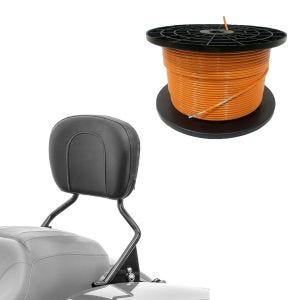 Set: Câble périphérique 300m pour robots tondeuses Ø4,0mm extra fort + sissy bar adaptable aux modèles Harley Davidson Touring 09-24 en noir
