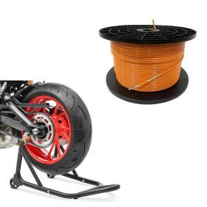 Set: Câble périphérique 300m pour robot tondeuse Ø4,0mm extra fort + base support de montage roue arrière noir mat