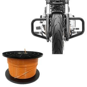 Set: Câble périphérique 300m pour robots tondeuses Ø4,0mm extra fort + crash bar Moustache sur mesure pour Harley Davidson Softail 18-24 en noir
