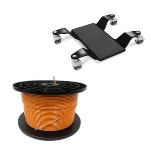 Set: Câble périphérique 300m pour robots tondeuses Ø4,0mm extra fort + aide à la manœuvre pour béquille principale Easy Mover II jusqu'à 320kg en noir
