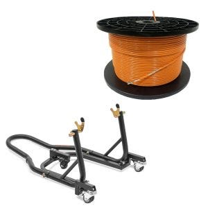 Set: Câble périphérique 300m pour robot tondeuse Ø4,0mm extra fort + support de montage d'aide à la manœuvre roue arrière Mover 2 Racing en noir mat