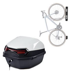 Set: Support mural vélo Cranit ME84 noir + top case BT11 45 L arrière blanc