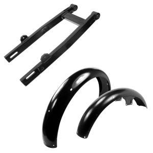Set: Tuning Kastenschwinge passend für Simson S51 S50 S53 S70 S83 verstärkt + Schutzblech vorne + hinten passend für Simson S50 / S51 / S70 WP1schwarz