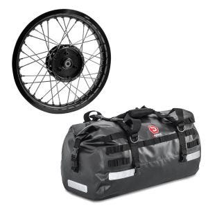 Set: Felge 1,85x16 breit passend für Simson S51 S50 S70 Schwalbe KR51 AF21 schwarz + Hecktasche Drybag XB50 Volumen 50l