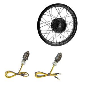 Set: Felge 1,85x16 breit passend für Simson S51 S50 S70 Schwalbe KR51 AF21 schwarz + LED Blinker KP8 mit E-Prüfzeichen 2 Stück vorne-hinten getönt