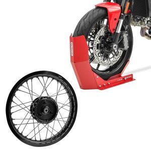 Set: Felge 1,85x16 breit passend für Simson S51 S50 S70 Schwalbe KR51 AF21 schwarz + Transportständer Easy-Fix Motorradwippe bis 21 Zoll rot