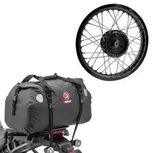 Set: Felge 1,85x16 breit passend für Simson S51 S50 S70 Schwalbe KR51 AF21 schwarz + Hecktasche Drybag XF60 Volumen 60l