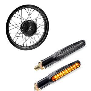 Set: Felge 1,85x16 breit passend für Simson S51 S50 S70 Schwalbe KR51 AF21 schwarz + Lauflicht Blinker KP6 LED Blinker mit E-Prüfzeichen 2 Stück