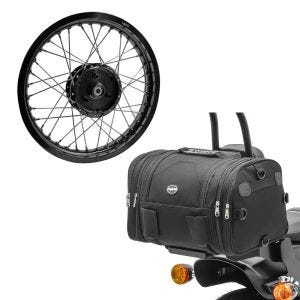Set: Felge 1,85x16 breit passend für Simson S51 S50 S70 Schwalbe KR51 AF21 schwarz + Hecktasche RB1 Gepäckrolle 24-30Ltr schwarz