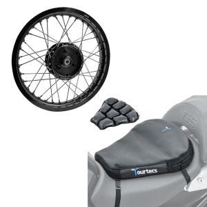 Set: Felge 1,85x16 breit passend für Simson S51 S50 S70 Schwalbe KR51 AF21 schwarz + Luftkissen Air Deluxe M Komfort Sitzkissen in schwarz