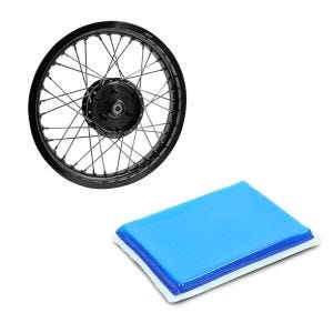 Set: Felge 1,85x16 breit passend für Simson S51 S50 S70 Schwalbe KR51 AF21 schwarz + Gelpad passend für Motorradsitzbank Zuschneidbar, 20 x 15 x 1,5 cm