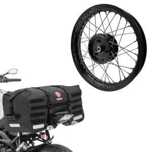 Set: Felge 2,15x16 breit passend für Simson S51 S50 S70 Schwalbe KR51 AF22 schwarz + Hecktasche SX70 70Ltr in schwarz