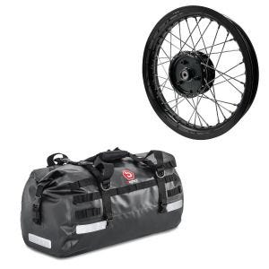 Set: Felge 2,15x16 breit passend für Simson S51 S50 S70 Schwalbe KR51 AF22 schwarz + Hecktasche Drybag XB50 Volumen 50l