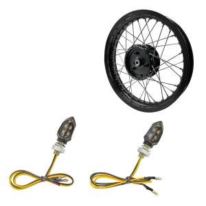 Set: Felge 2,15x16 breit passend für Simson S51 S50 S70 Schwalbe KR51 AF22 schwarz + LED Blinker KP8 mit E-Prüfzeichen 2 Stück vorne-hinten getönt