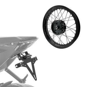 Set: Felge 2,15x16 breit passend für Simson S51 S50 S70 Schwalbe KR51 AF22 schwarz + Kennzeichenhalter KH4 Nummernschildhalter mit LED Beleuchtung