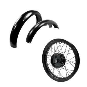 Set: Felge 2,15x16 breit passend für Simson S51 S50 S70 Schwalbe KR51 AF22 schwarz + Schutzblech vorne + hinten passend für Simson S50 / S51 / S70 WP1schwarz
