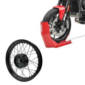 Set: Felge 2,15x16 breit passend für Simson S51 S50 S70 Schwalbe KR51 AF22 schwarz + Transportständer Easy-Fix Motorradwippe bis 21 Zoll rot