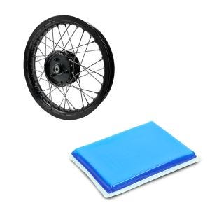 Set: Felge 2,15x16 breit passend für Simson S51 S50 S70 Schwalbe KR51 AF22 schwarz + Gel-Pad Einbaukissen XL passend für Motorrad-Sitzbank 25x20x1,5 cm