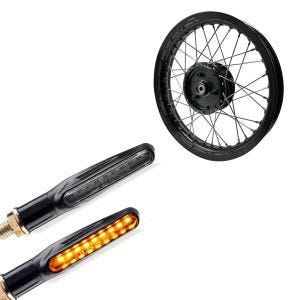 Set: Felge 2,15x16 breit passend für Simson S51 S50 S70 Schwalbe KR51 AF22 schwarz + Lauflicht Blinker KP6 LED Blinker mit E-Prüfzeichen 2 Stück