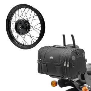 Set: Felge 2,15x16 breit passend für Simson S51 S50 S70 Schwalbe KR51 AF22 schwarz + Hecktasche RB1 Gepäckrolle 24-30Ltr schwarz