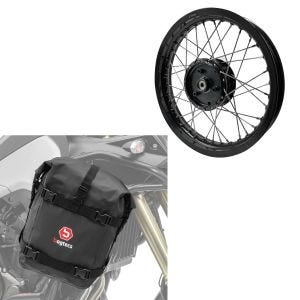 Set: Felge 2,15x16 breit passend für Simson S51 S50 S70 Schwalbe KR51 AF22 schwarz + Sturzbügeltasche passend für Schutzbügel K4 Dry Bag 10 L