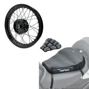 Set: Felge 2,15x16 breit passend für Simson S51 S50 S70 Schwalbe KR51 AF22 schwarz + Luftkissen Air Deluxe M Komfort Sitzkissen in schwarz