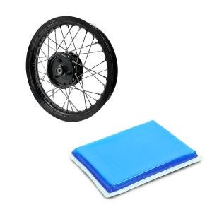 Set: Felge 2,15x16 breit passend für Simson S51 S50 S70 Schwalbe KR51 AF22 schwarz + Gelpad passend für Motorradsitzbank Zuschneidbar, 20 x 15 x 1,5 cm