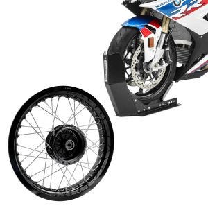 Set: Felge 2,5x16 breit passend für Simson S51 S50 S70 Schwalbe KR51 AF23 schwarz + Transportständer Easy-Fix Motorradwippe bis 21 Zoll schwarz