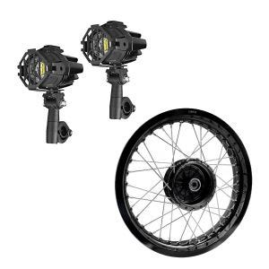 Set: Felge 2,5x16 breit passend für Simson S51 S50 S70 Schwalbe KR51 AF23 schwarz + 2x LED Nebelscheinwerfer