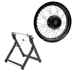 Set: Felge 2,5x16 breit passend für Simson S51 S50 S70 Schwalbe KR51 AF23 schwarz + Wuchtbock WU-2 Auswuchtgerät schwarz